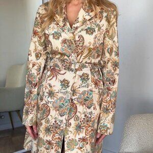 Moschino Paisley Belted Trench Coat